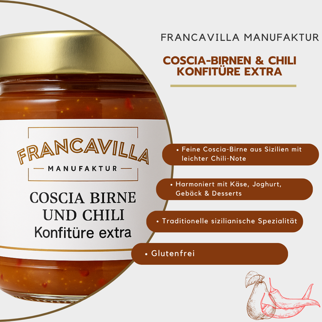 Feine Coscia-Birne aus Sizilien mit leichter Chili-Note