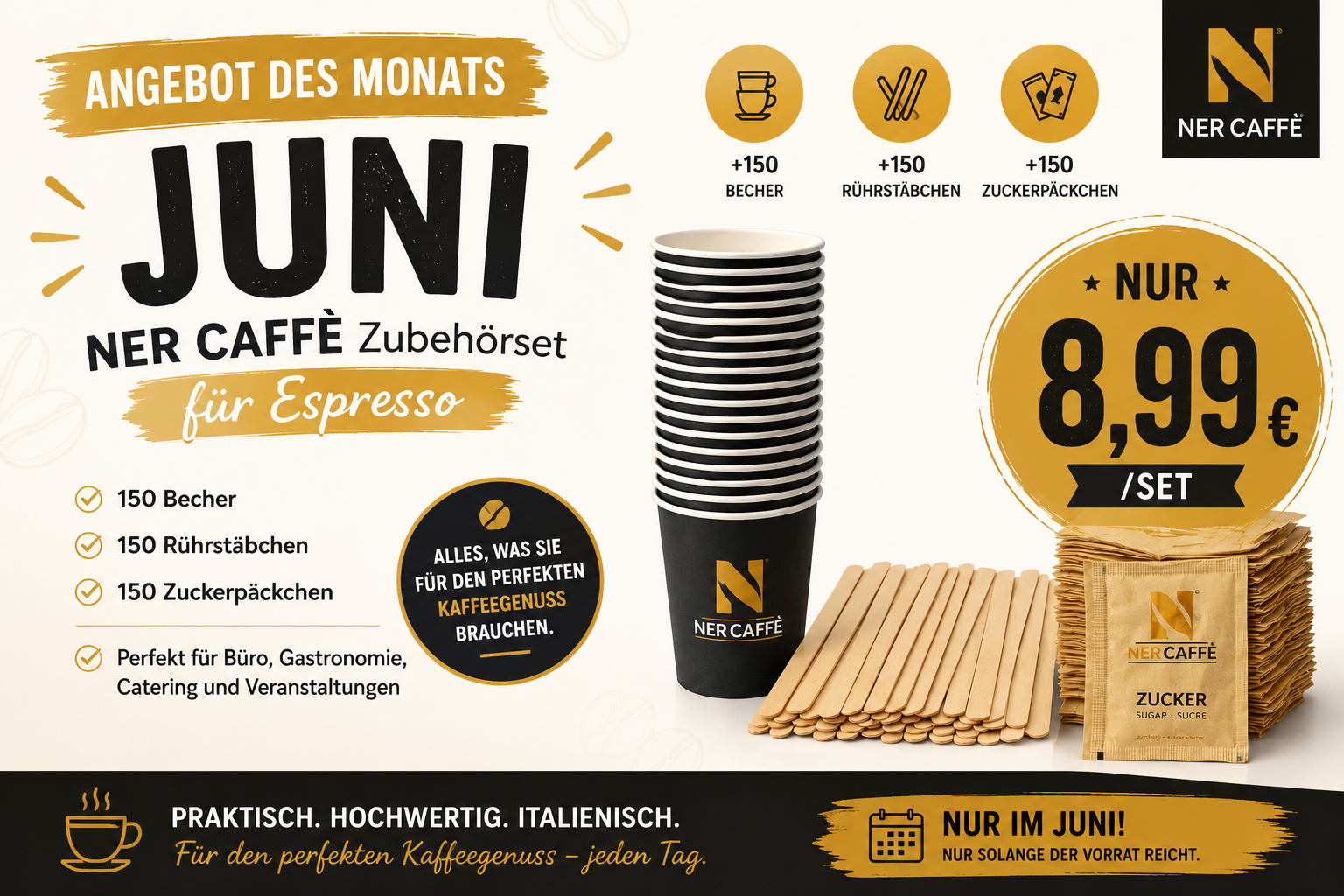 NER CAFFÈ Zubehörset für Espresso | 150 Teile